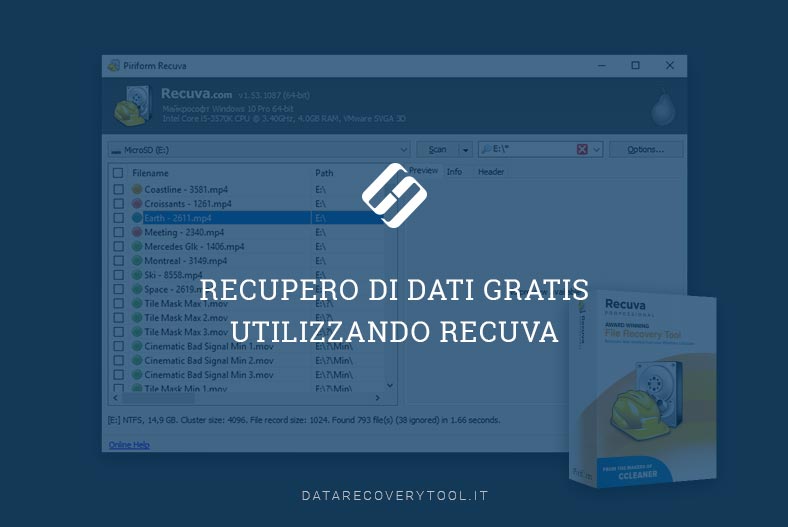 Recupero di dati gratis utilizzando Recuva