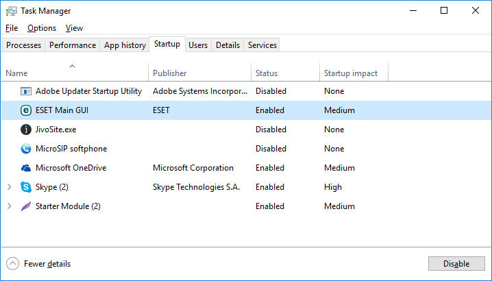 «MUTEX_LEVEL_NUMBER_VIOLATION » 0x0000000D: Disabilitate i programmi non necessari dall'avvio automatico di Windows