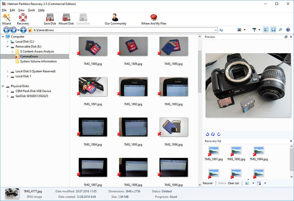 Leica: Recupero di dati dopo «Built-in memory error format built-in memory?»