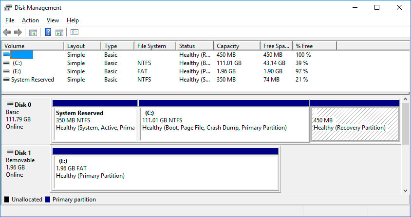 Partizioni di recupero del sistema nascoste di un computer MSI