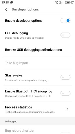 Attivazione della modalità di debug USB