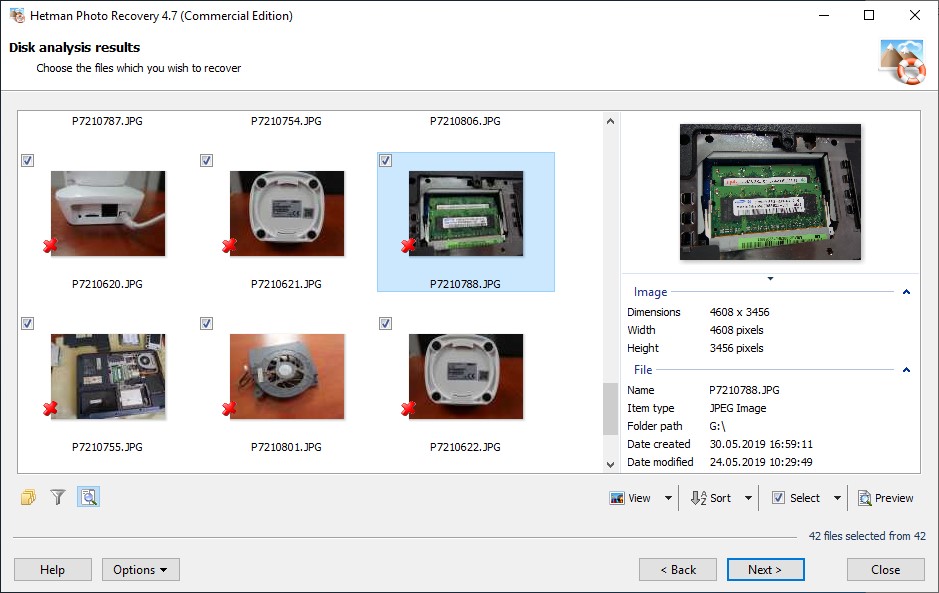 Finestra di anteprima di Hetman Photo Recovery