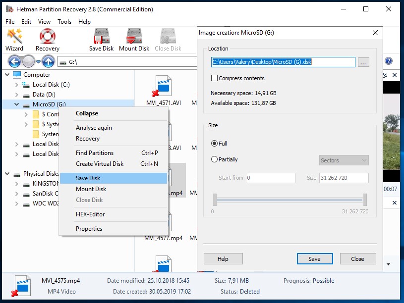 Hetman Partition Recovery: schermata